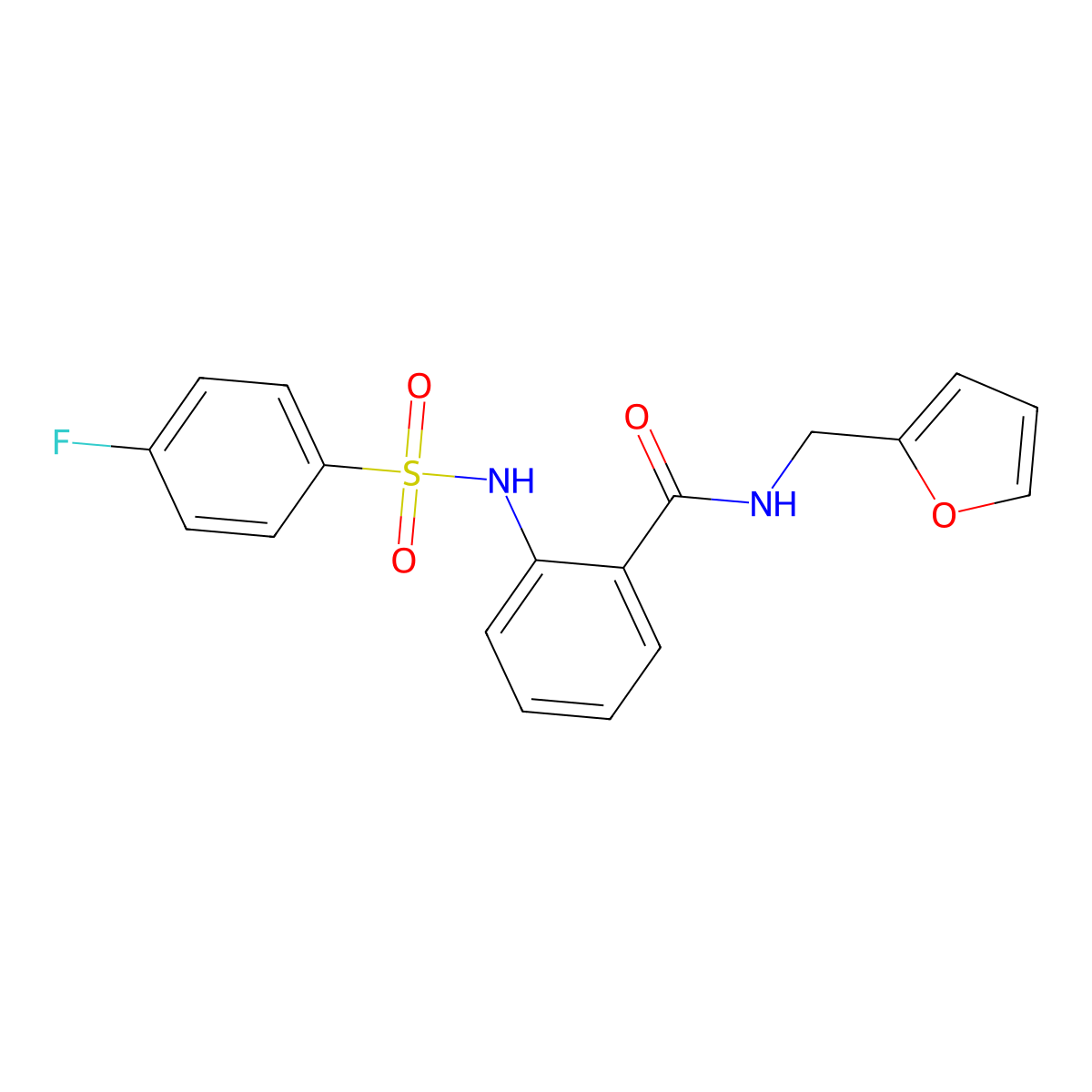 2-[(4-fluorophenyl)sulfonylamino]-N-(furan-2-ylmethyl)benzamide molecular structure, CAS 377768-63-3