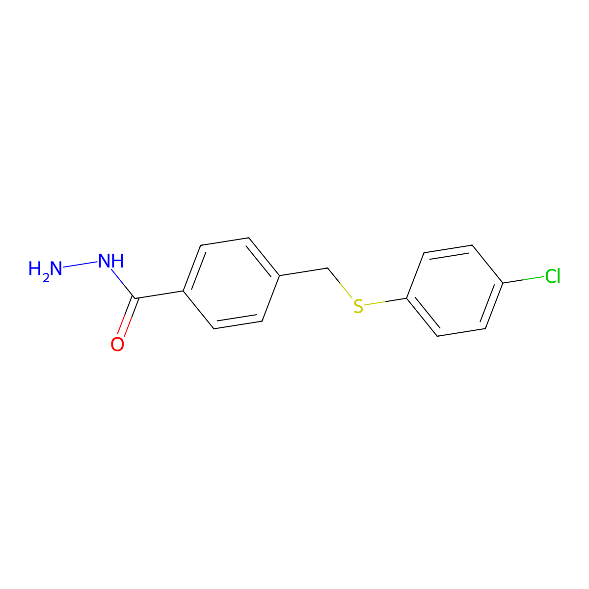 4-{[(4-Chlorophenyl)sulfanyl]methyl}benzohydrazide molecular structure, CAS 377769-32-9