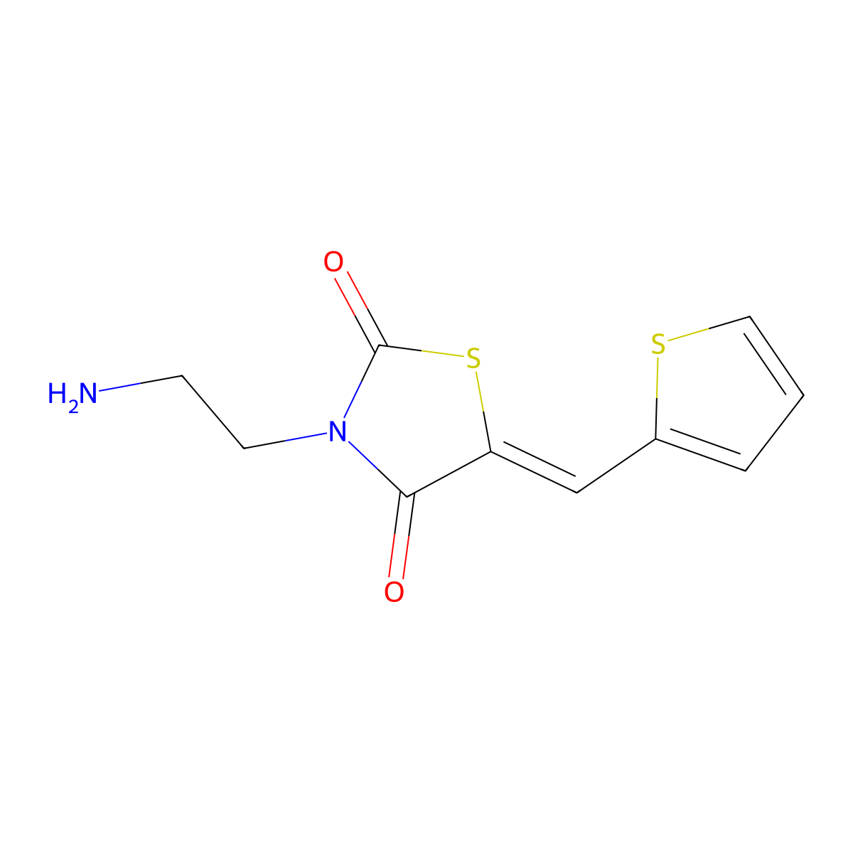 3-(2-Aminoethyl)-5-(thiophen-2-ylmethylene)thiazolidine-2,4-dione molecular structure, CAS 377769-35-2