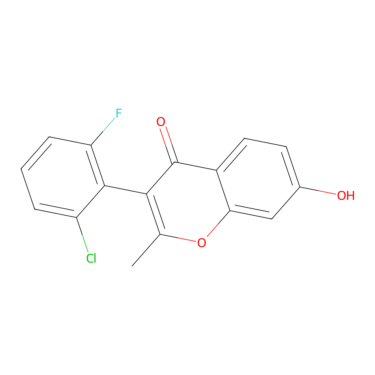 3-(2-chloro-6-fluorophenyl)-7-hydroxy-2-methyl-4H-chromen-4-one molecular structure, CAS 377769-47-6