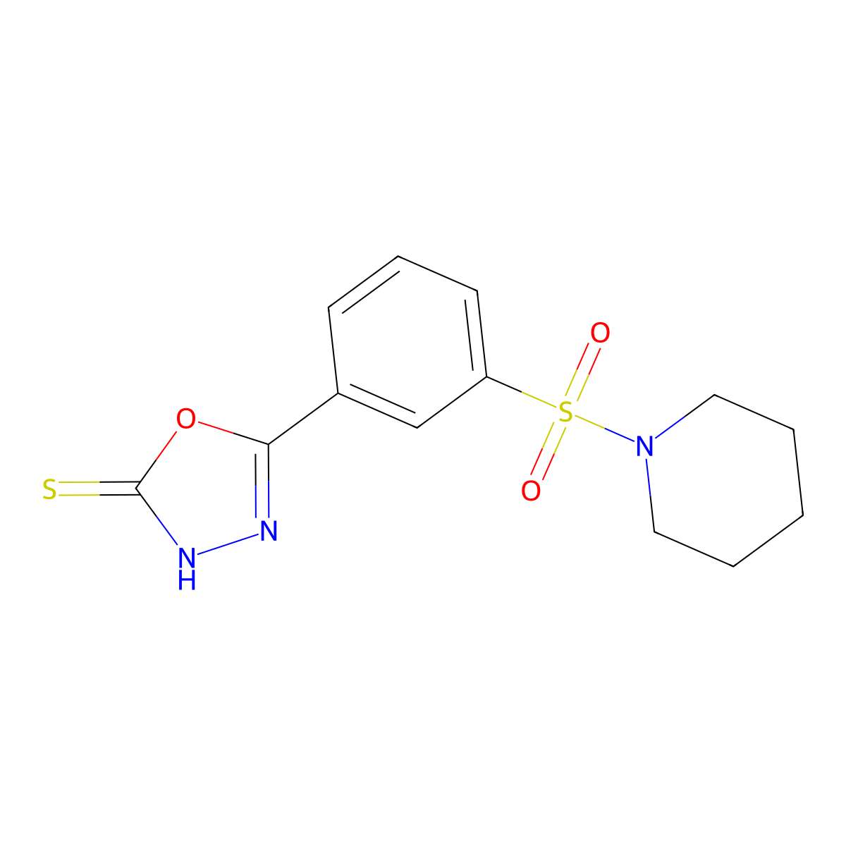 5-[3-(Piperidine-1-sulfonyl)phenyl]-1,3,4-oxadiazole-2-thiol molecular structure, CAS 377769-50-1