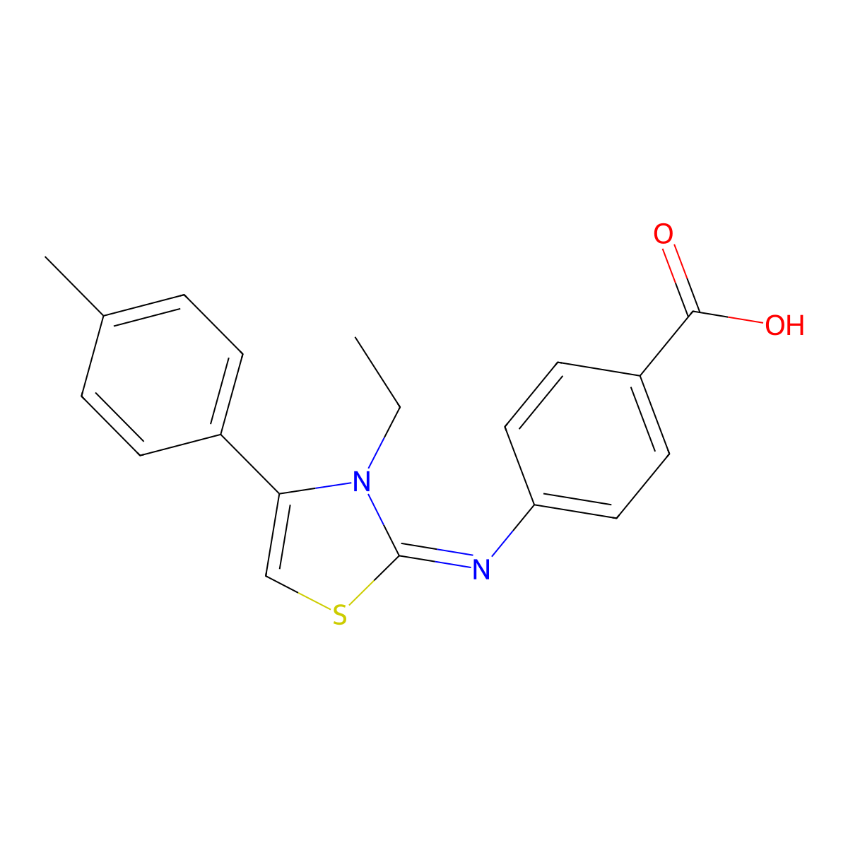 (Z)-4-((3-ethyl-4-(p-tolyl)thiazol-2(3H)-ylidene)amino)benzoic acid molecular structure, CAS 377770-23-5