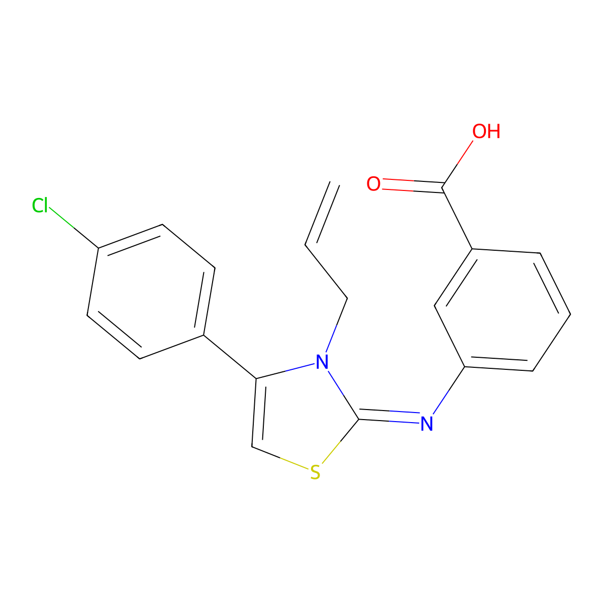 3-{[4-(4-Chlorophenyl)-3-(prop-2-en-1-yl)-2,3-dihydro-1,3-thiazol-2-ylidene]amino}benzoic acid molecular structure, CAS 377770-25-7