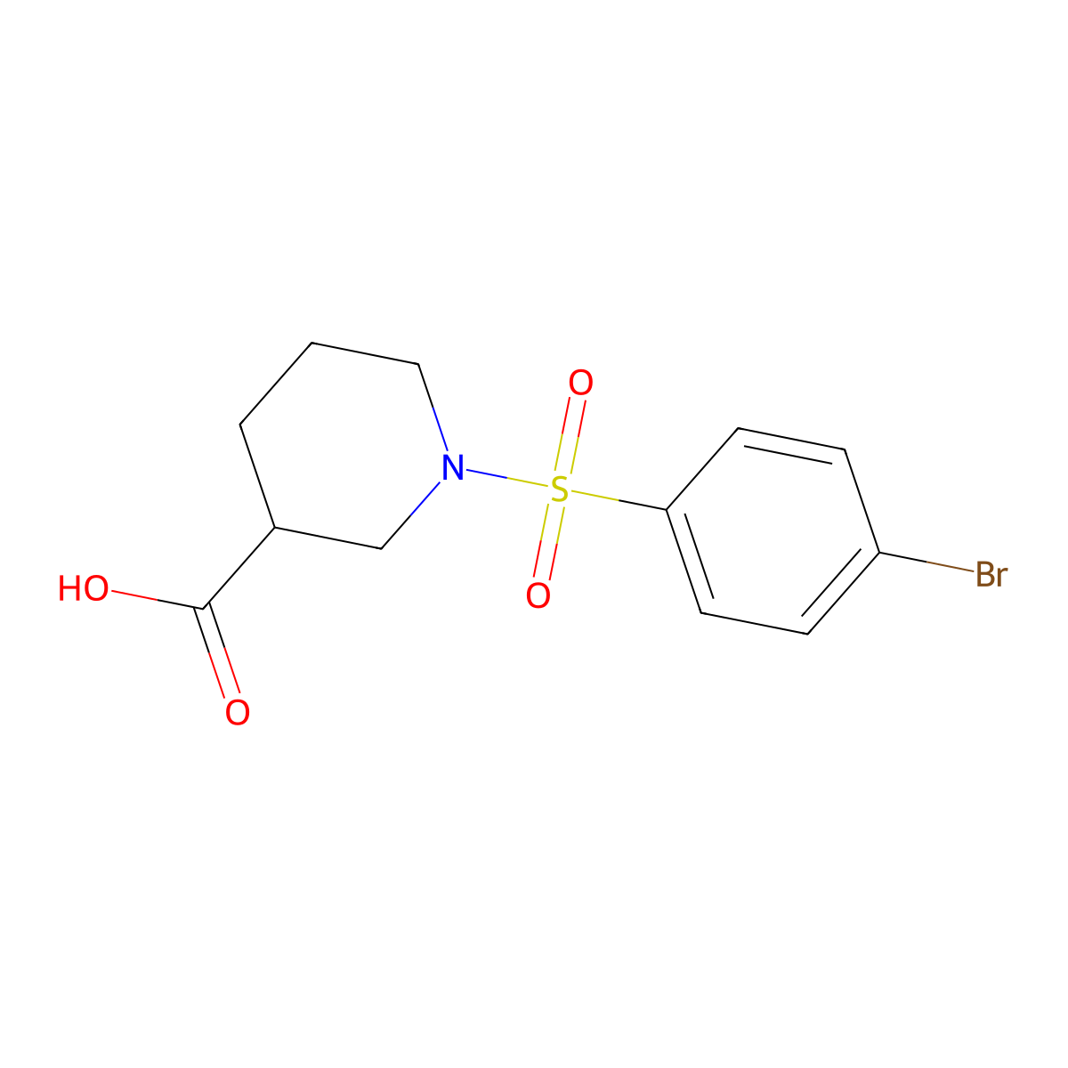 1-(4-Bromobenzenesulfonyl)piperidine-3-carboxylic acid molecular structure, CAS 377772-91-3
