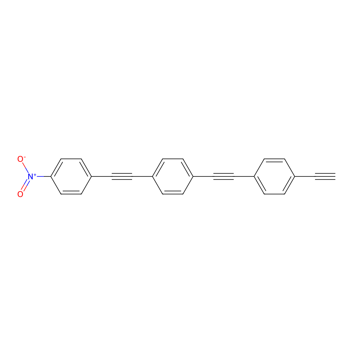 1-Ethynyl-4-((4-((4-nitrophenyl)ethynyl)phenyl)ethynyl)benzene molecular structure, CAS 377776-32-4