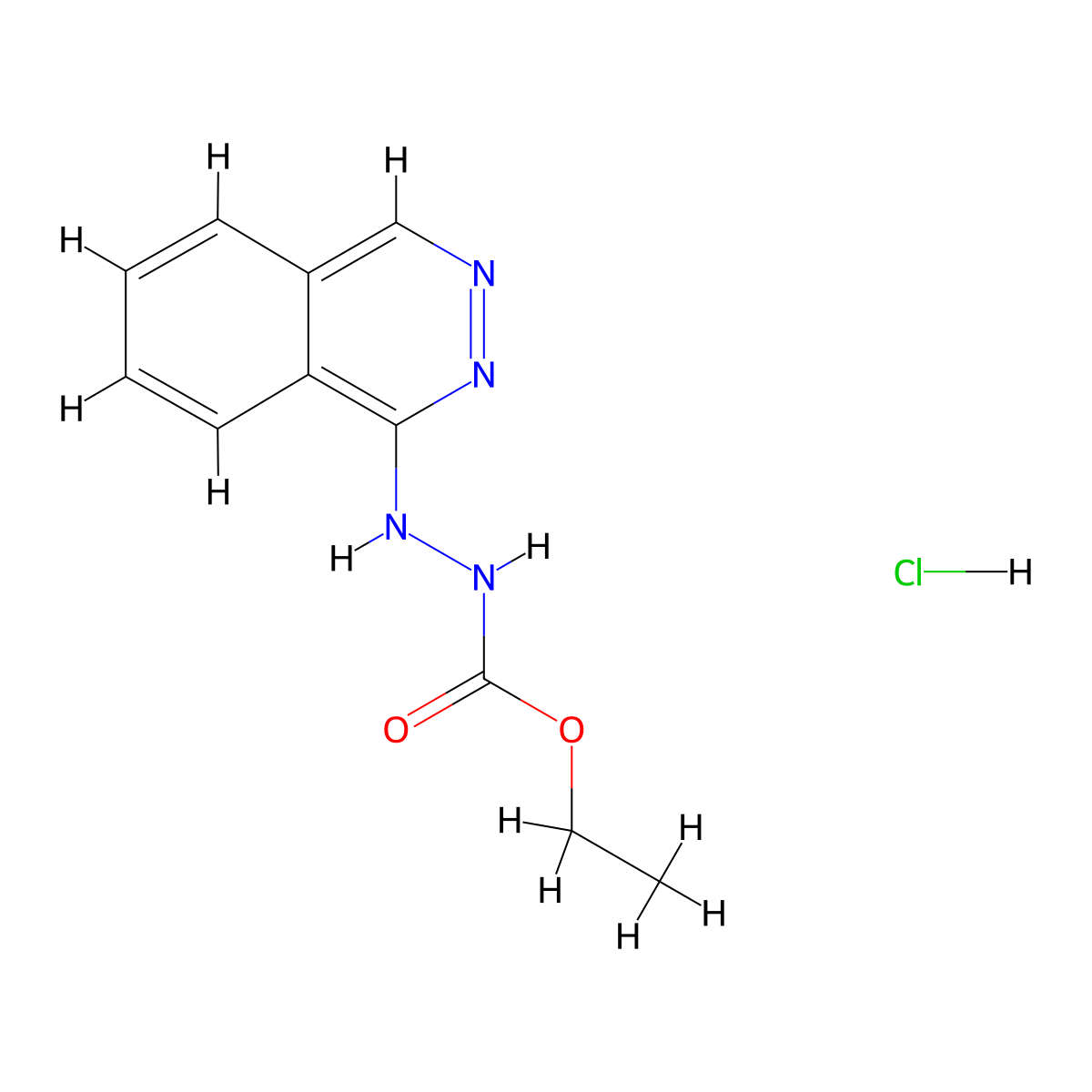 Todralazine hydrochloride molecular structure, CAS 3778-76-5