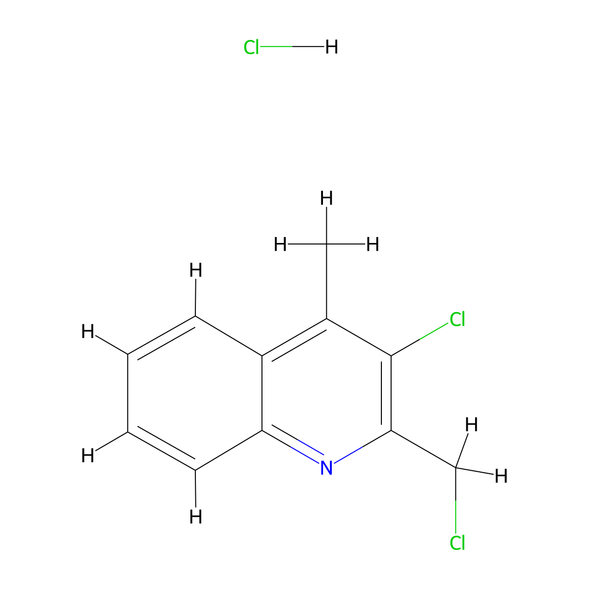 3-Chloro-2-(chloromethyl)-4-methylquinoline hydrochloride molecular structure, CAS 37781-33-2