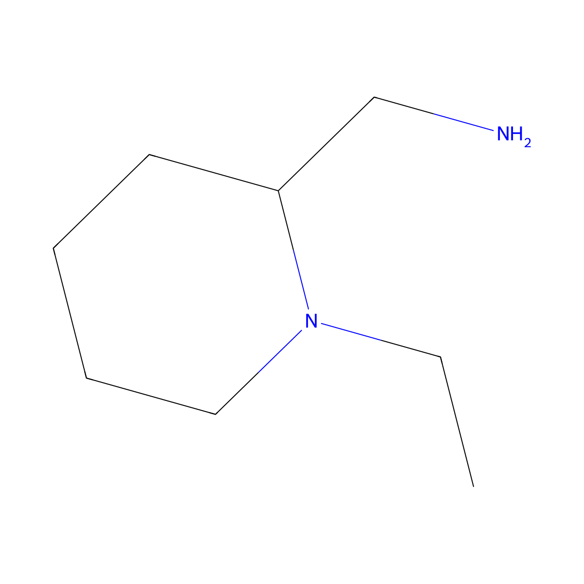 1-Ethylpiperidine-2-methylamine molecular structure, CAS 37782-46-0
