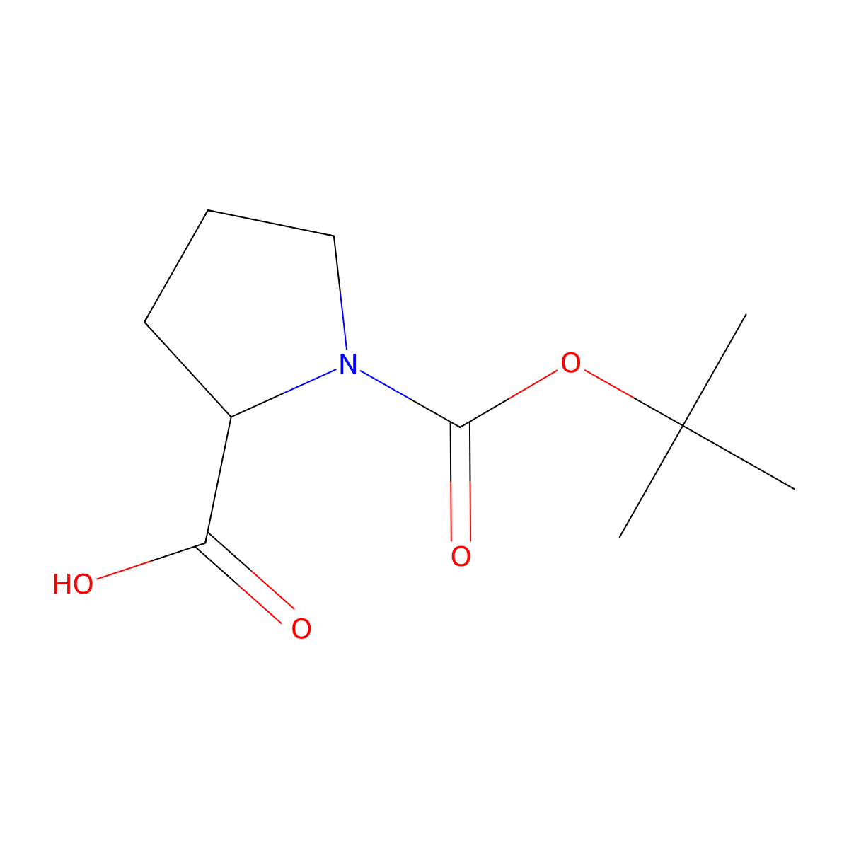 (2R)-1-[(tert-butoxy)carbonyl]pyrrolidine-2-carboxylic acid molecular structure, CAS 37784-17-1