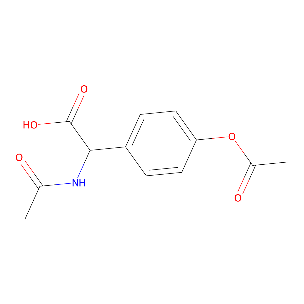 2-acetamido-2-(4-acetyloxyphenyl)acetic Acid molecular structure, CAS 37784-27-3