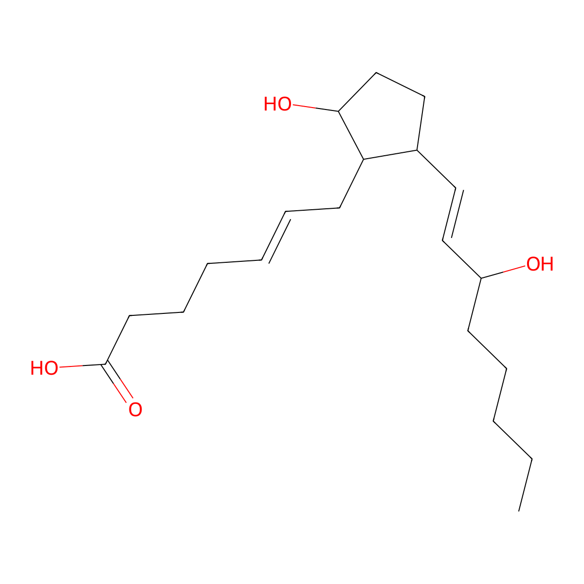 7-[(1R,2S,5R)-2-hydroxy-5-[(3S)-3-hydroxyoct-1-enyl]cyclopentyl]hept-5-enoic acid molecular structure, CAS 37786-06-4