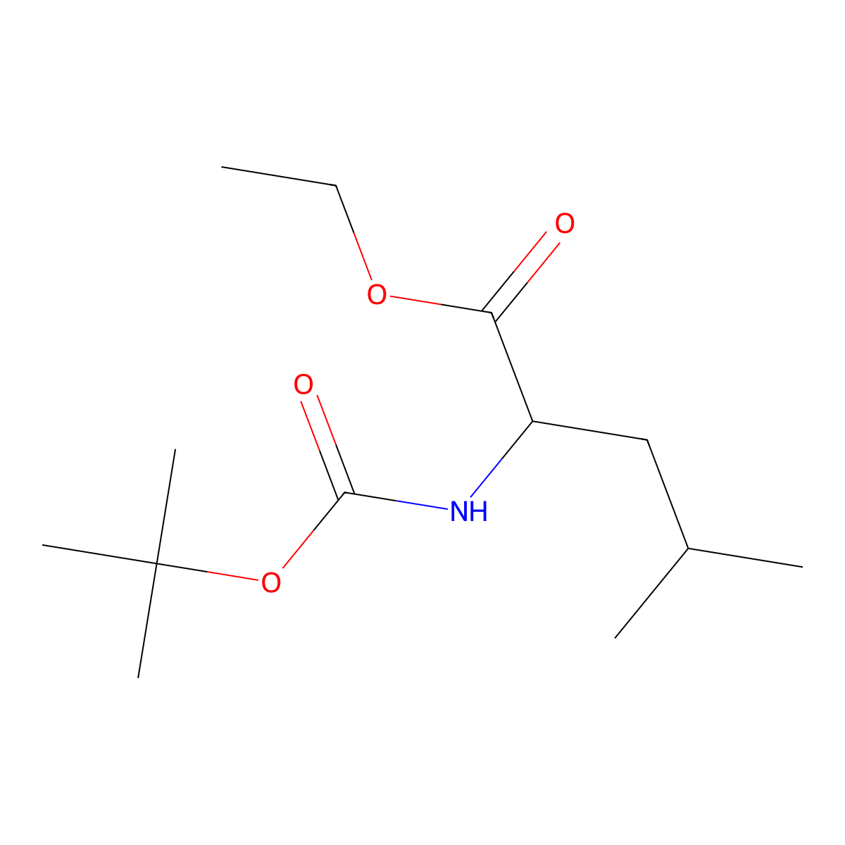 (S)-Ethyl 2-(tert-butoxycarbonylamino)-4-methylpentanoate molecular structure, CAS 37787-76-1