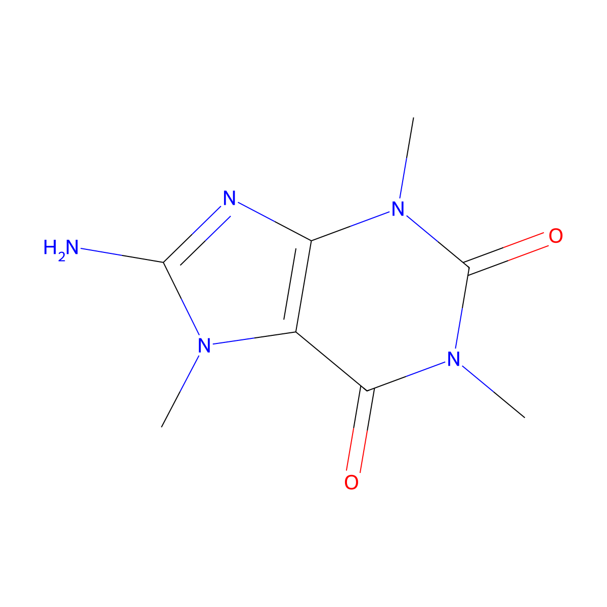 8-Amino-3,7-dihydro-1,3,7-trimethyl-1H-purine-2,6-dione molecular structure, CAS 37789-28-9