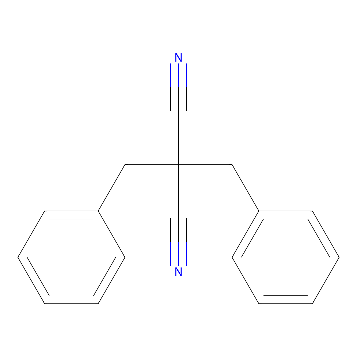 2,2-Dibenzylpropanedinitrile molecular structure, CAS 3779-31-5