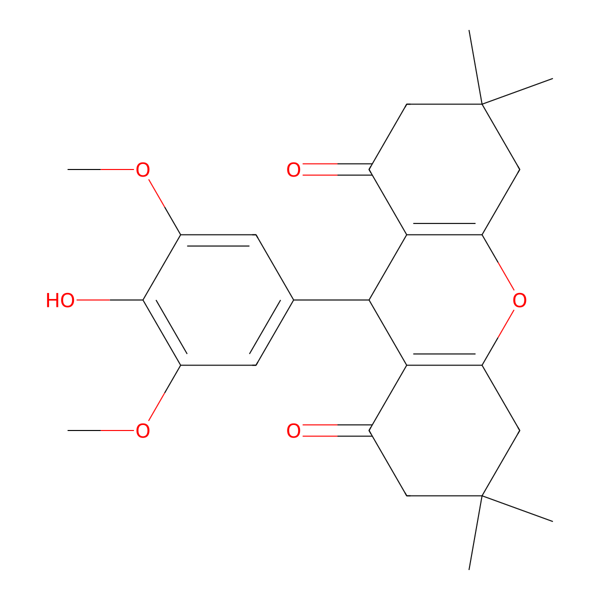 9-(4-hydroxy-3,5-dimethoxyphenyl)-3,3,6,6-tetramethyl-3,4,5,6,7,9-hexahydro-1H-xanthene-1,8(2H)-dione molecular structure, CAS 37797-16-3
