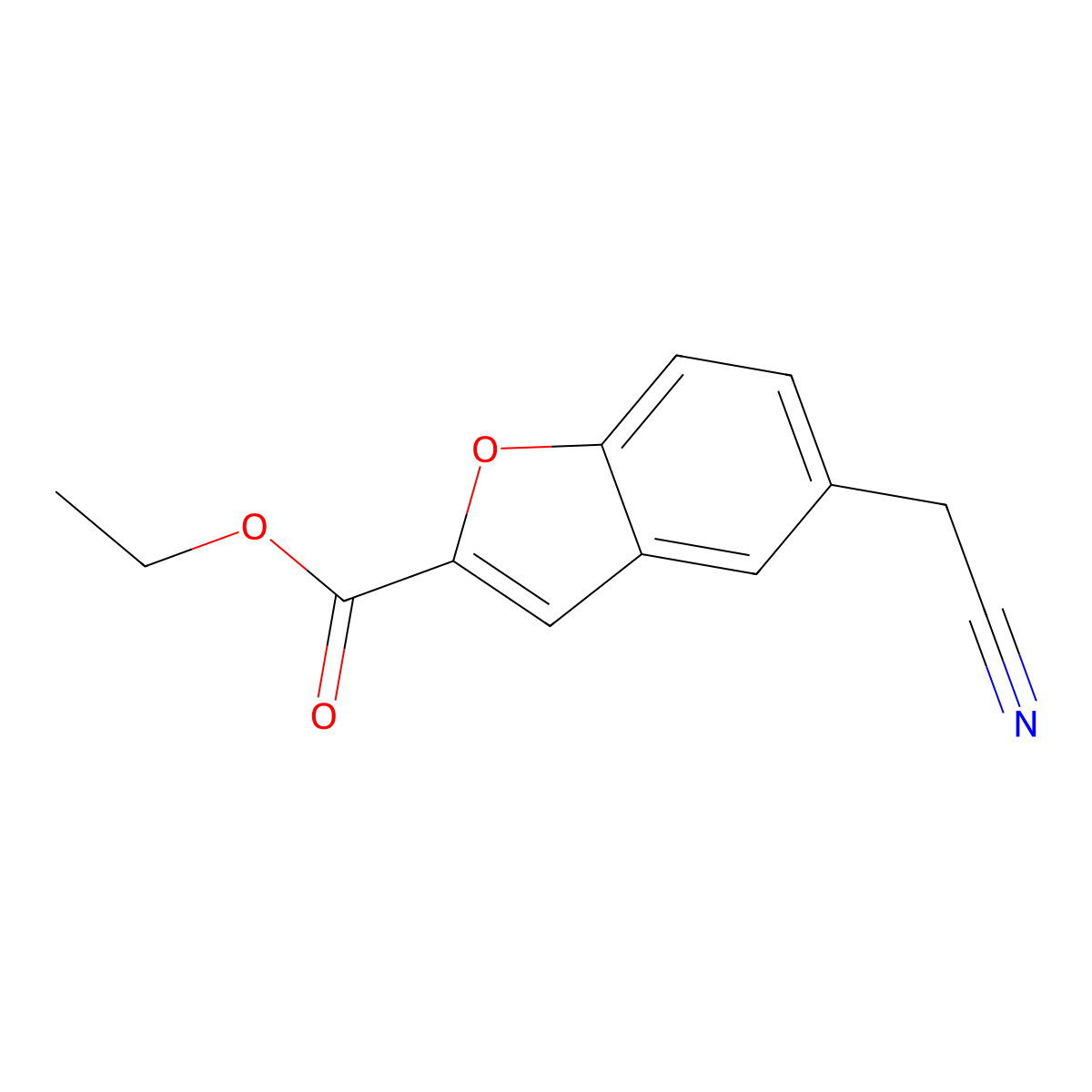 Benzofuran-2-carboxylic acid, 5-cyanomethyl-, ethyl ester molecular structure, CAS 37797-91-4
