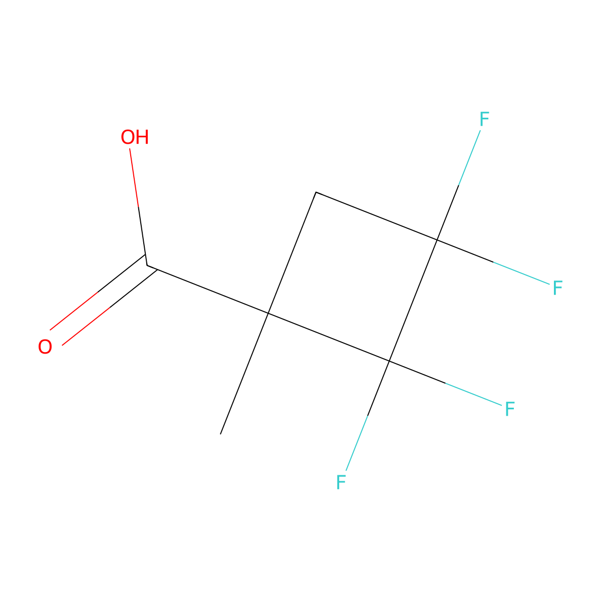 2,2,3,3-Tetrafluoro-1-methylcyclobutane-1-carboxylic acid molecular structure, CAS 378-24-5