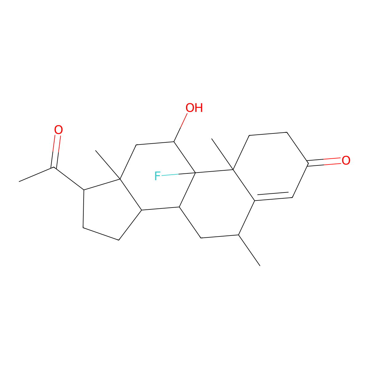 9alpha-Fluoro-11beta-hydroxy-6alpha-methyl-4-pregnene-3,20-dione molecular structure, CAS 378-38-1