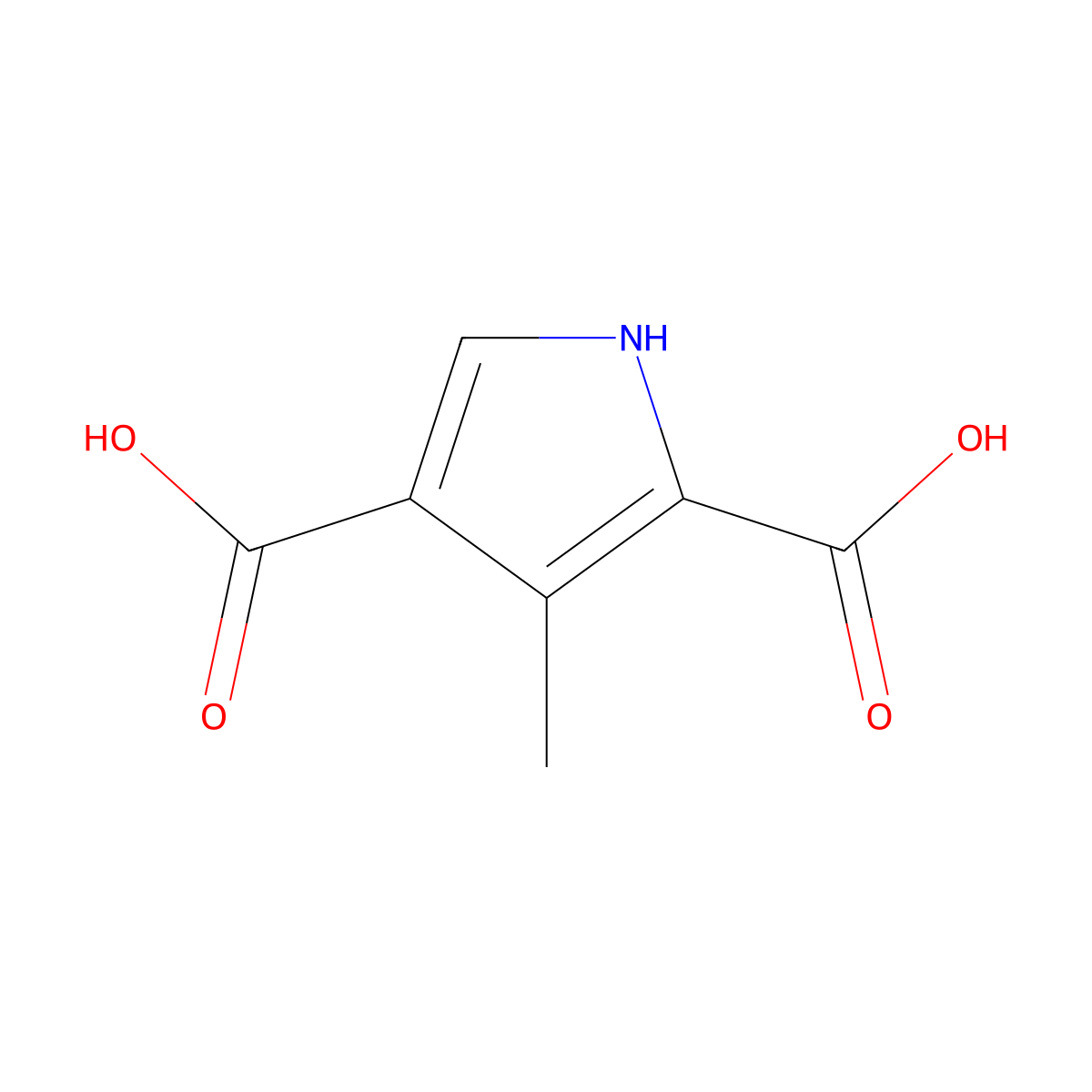 3-methyl-1H-pyrrole-2,4-dicarboxylic acid molecular structure, CAS 3780-41-4