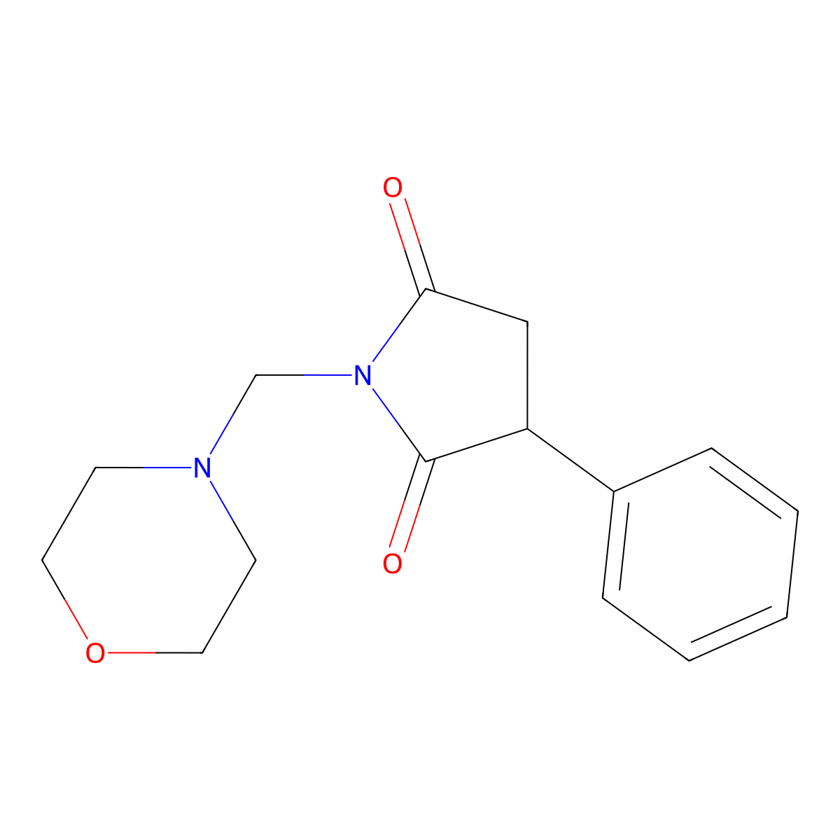 2,5-Pyrrolidinedione, 1-(4-morpholinyl)methyl-3-phenyl- molecular structure, CAS 3780-76-5