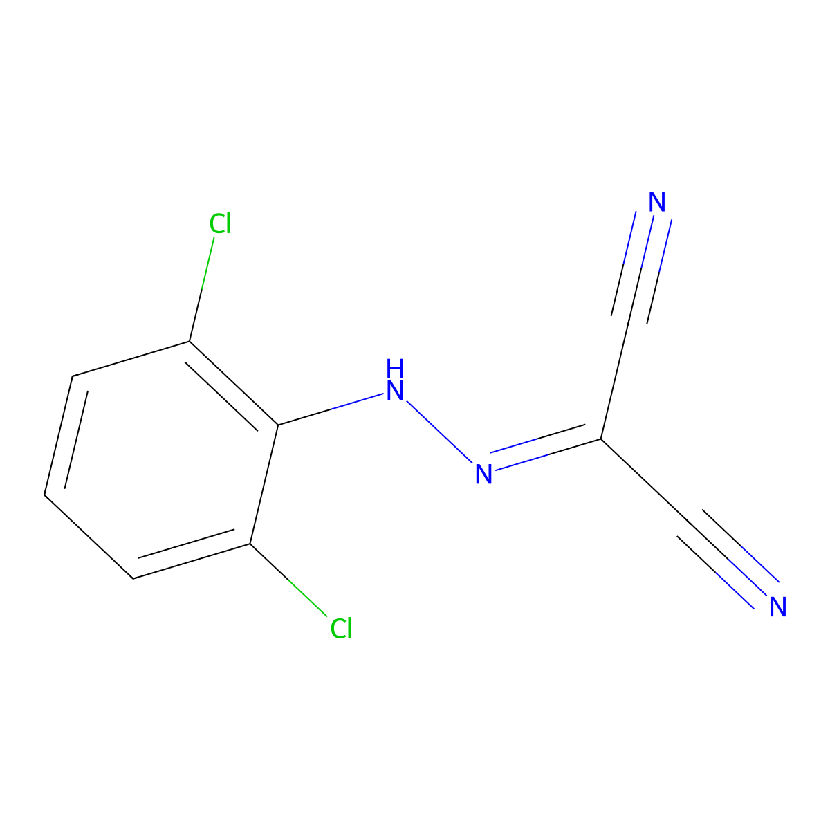 (2,6-Dichlorophenyl)carbonohydrazonoyl dicyanide molecular structure, CAS 3780-85-6