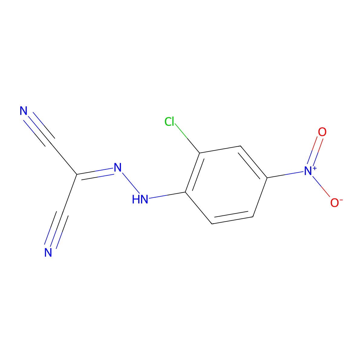 Carbonyl cyanide-4-nitro-2-chlorophenylhydrazone molecular structure, CAS 3780-92-5