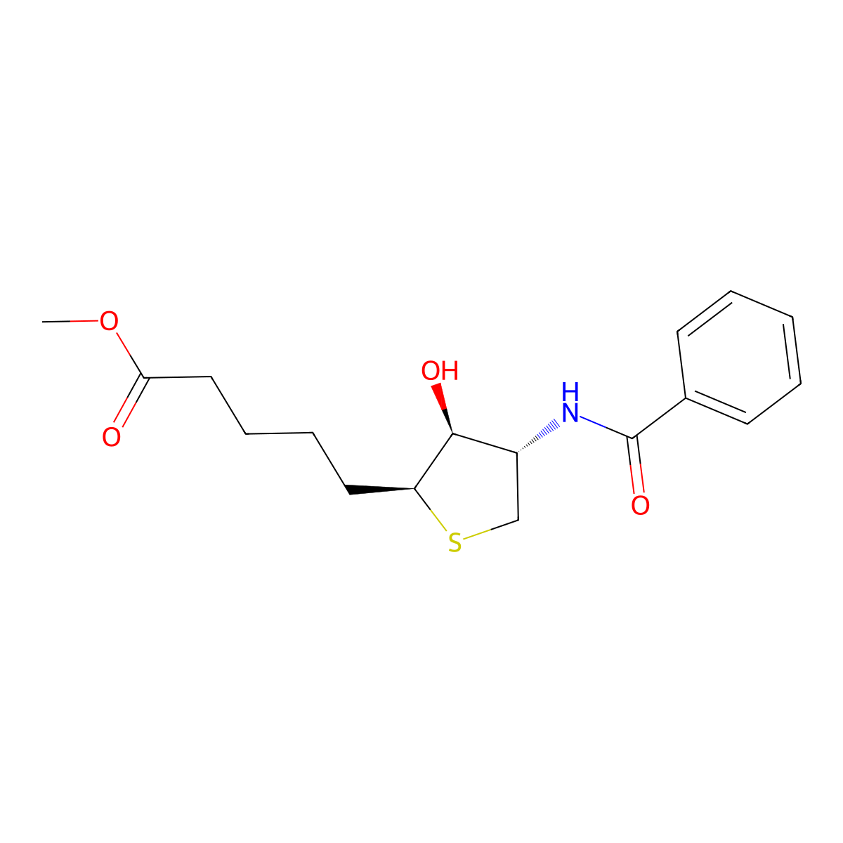 methyl 5-((2S,3S,4S)-4-benzamido-3-hydroxytetrahydrothiophen-2-yl)pentanoate molecular structure, CAS 37800-35-4