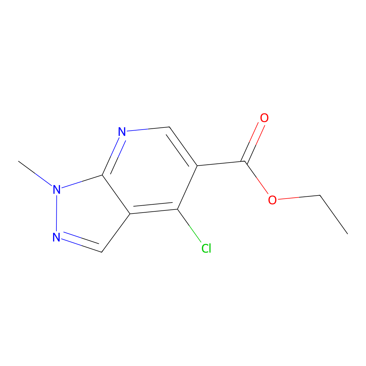 ethyl 4-chloro-1-methyl-1H-pyrazolo[3,4-b]pyridine-5-carboxylate molecular structure, CAS 37801-57-3