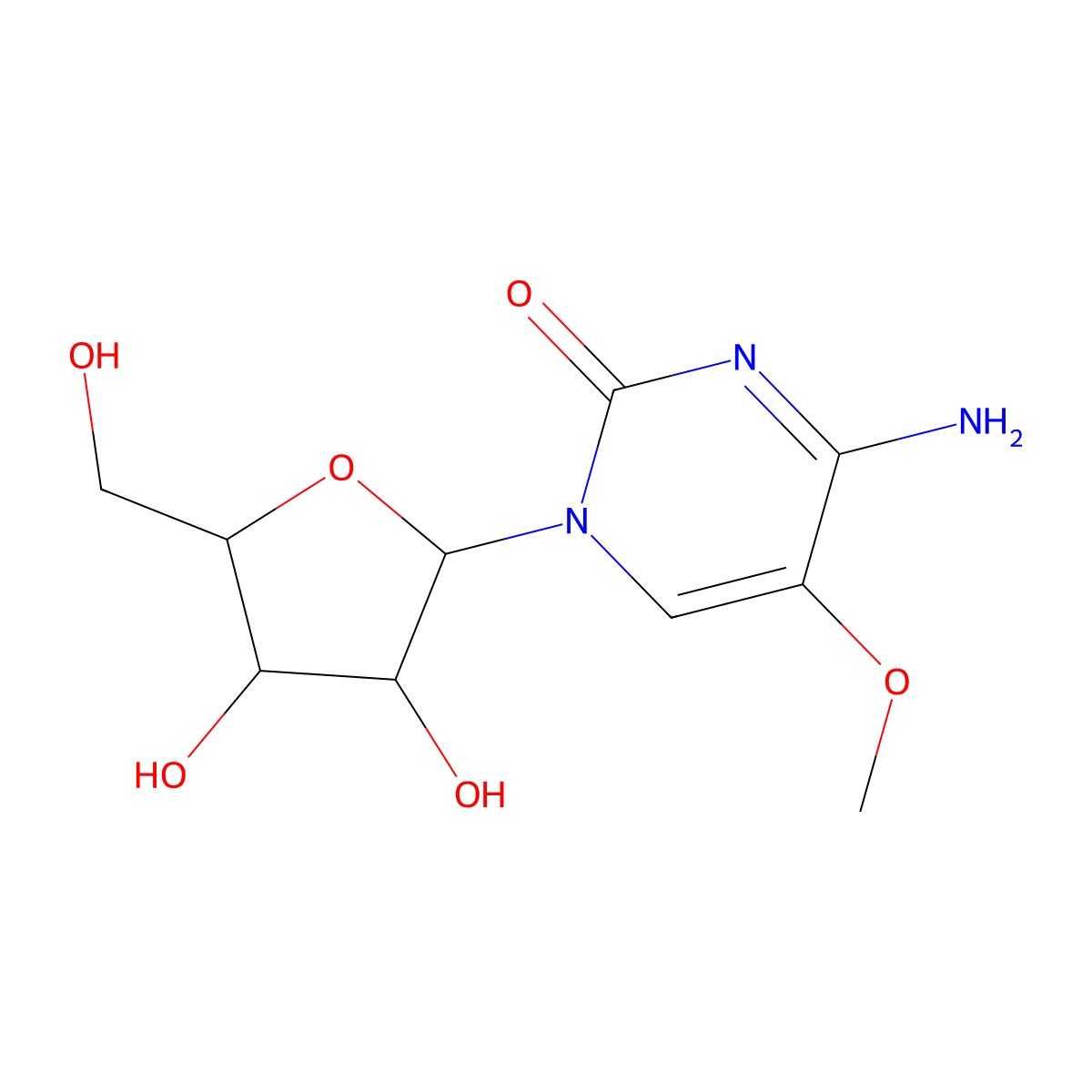 4-Amino-1-((2R,3R,4S,5R)-3,4-dihydroxy-5-(hydroxymethyl)tetrahydrofuran-2-yl)-5-methoxypyrimidin-2(1H)-one molecular structure, CAS 37805-90-6