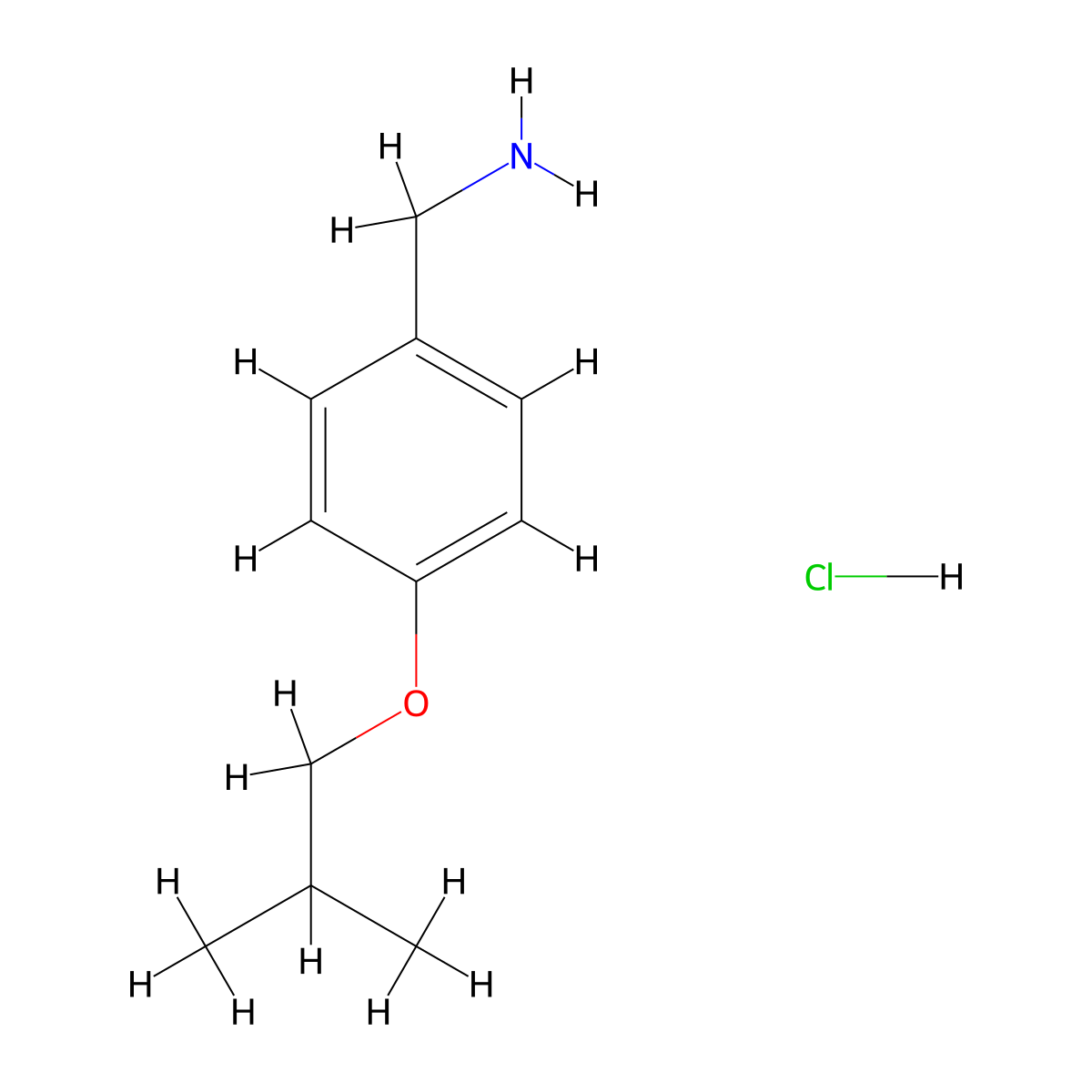 [4-(2-Methylpropoxy)phenyl]methanamine hydrochloride molecular structure, CAS 37806-44-3