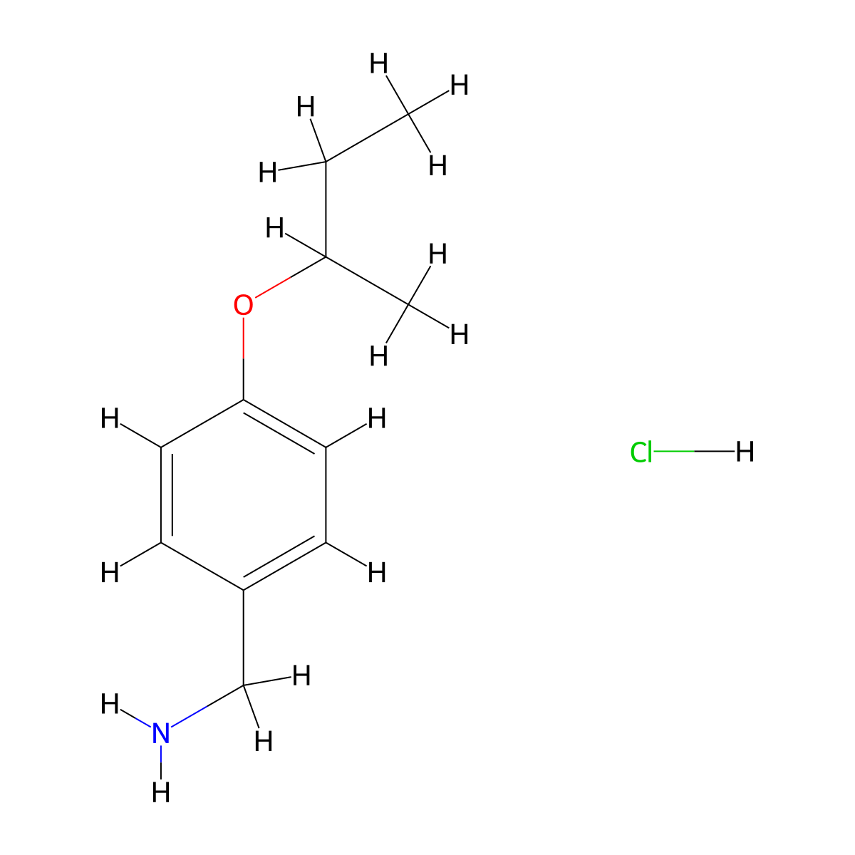 (4-(sec-Butoxy)phenyl)methanamine hydrochloride molecular structure, CAS 37806-46-5