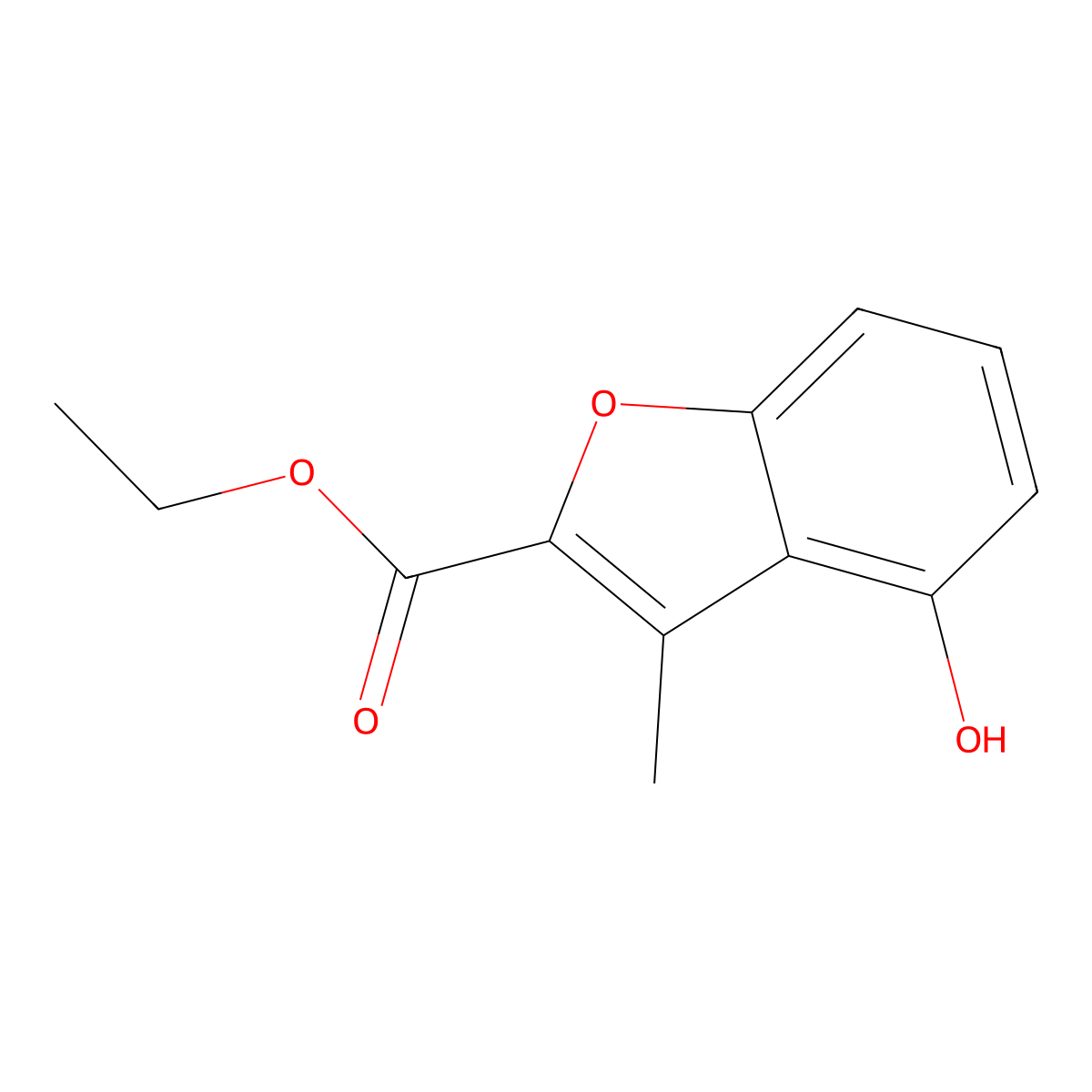 Ethyl 4-hydroxy-3-methyl-1-benzofuran-2-carboxylate molecular structure, CAS 3781-69-9