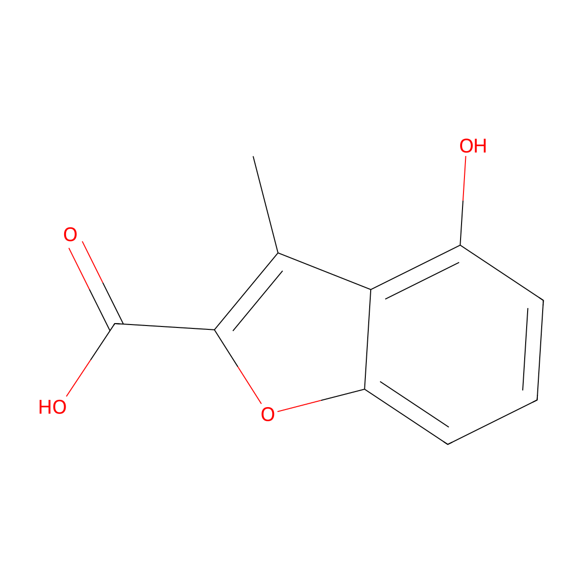 4-Hydroxy-3-methyl-1-benzofuran-2-carboxylic acid molecular structure, CAS 3781-70-2