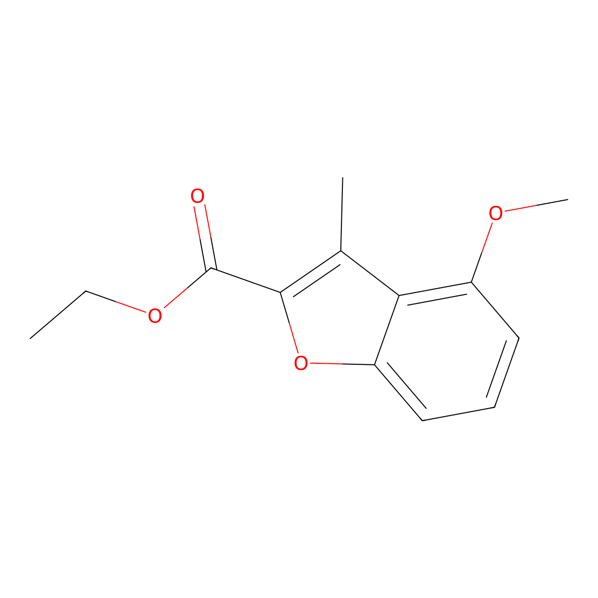 Ethyl 4-methoxy-3-methyl-2-benzofurancarboxylate molecular structure, CAS 3781-71-3