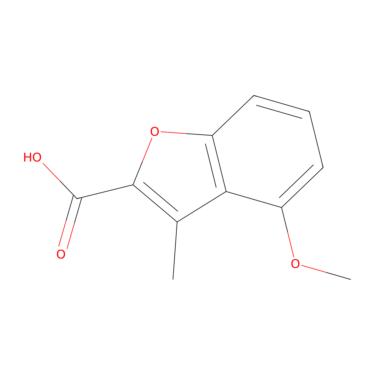 4-Methoxy-3-methylbenzofuran-2-carboxylic acid molecular structure, CAS 3781-72-4