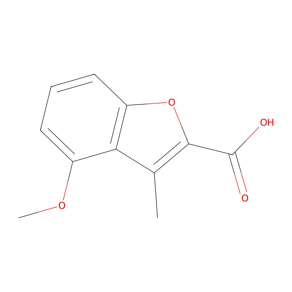 4-Methoxy-3-methylbenzofuran-2-carboxylic acid molecular structure, CAS 3781-72-4