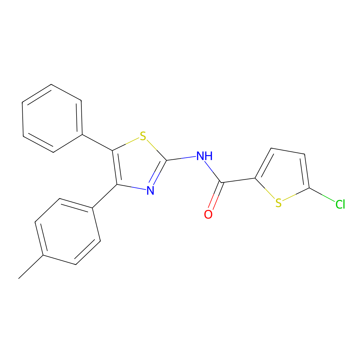 5-chloro-N-[4-(4-methylphenyl)-5-phenyl-1,3-thiazol-2-yl]thiophene-2-carboxamide molecular structure, CAS 378189-51-6