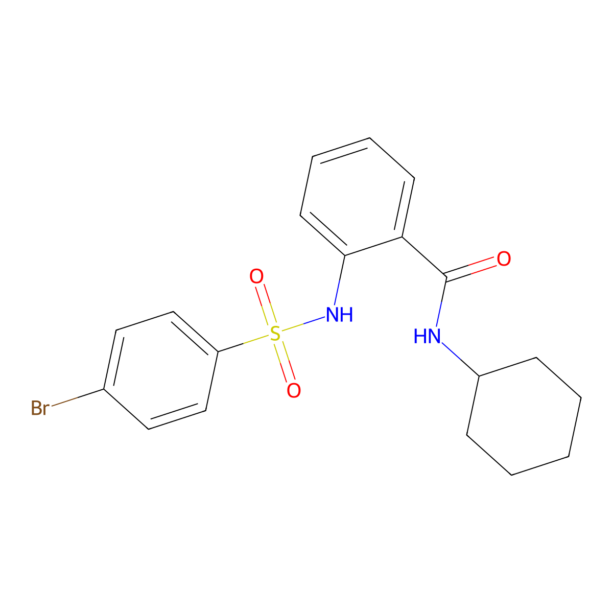 2-[(4-bromophenyl)sulfonylamino]-N-cyclohexylbenzamide molecular structure, CAS 378189-70-9