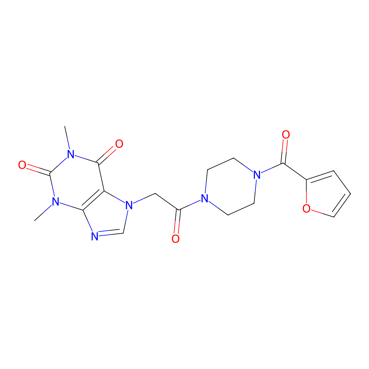 7-[2-[4-(Furan-2-carbonyl)piperazin-1-yl]-2-oxoethyl]-1,3-dimethylpurine-2,6-dione molecular structure, CAS 378190-79-5