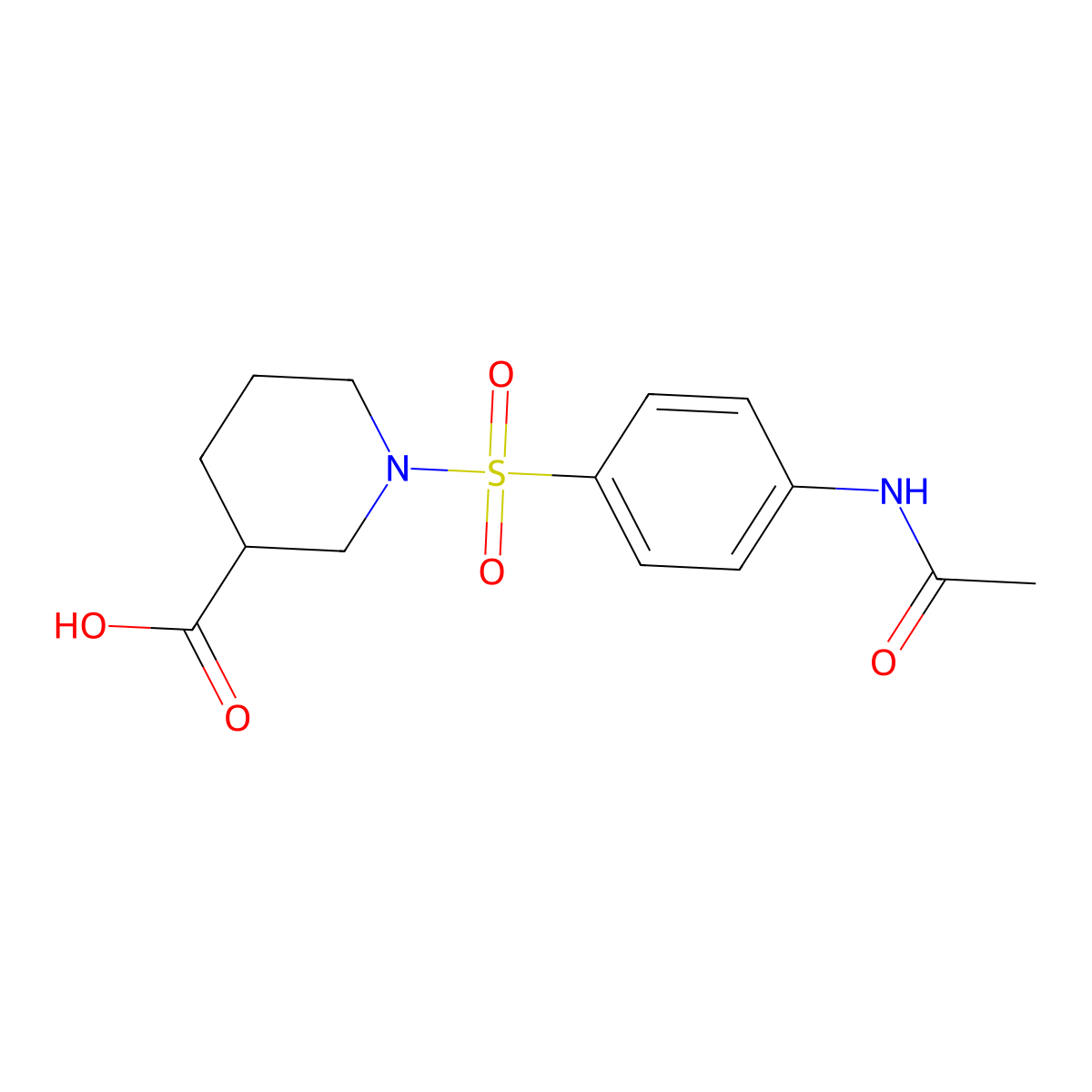 1-{[4-(Acetylamino)phenyl]sulfonyl}piperidine-3-carboxylic acid molecular structure, CAS 378193-22-7