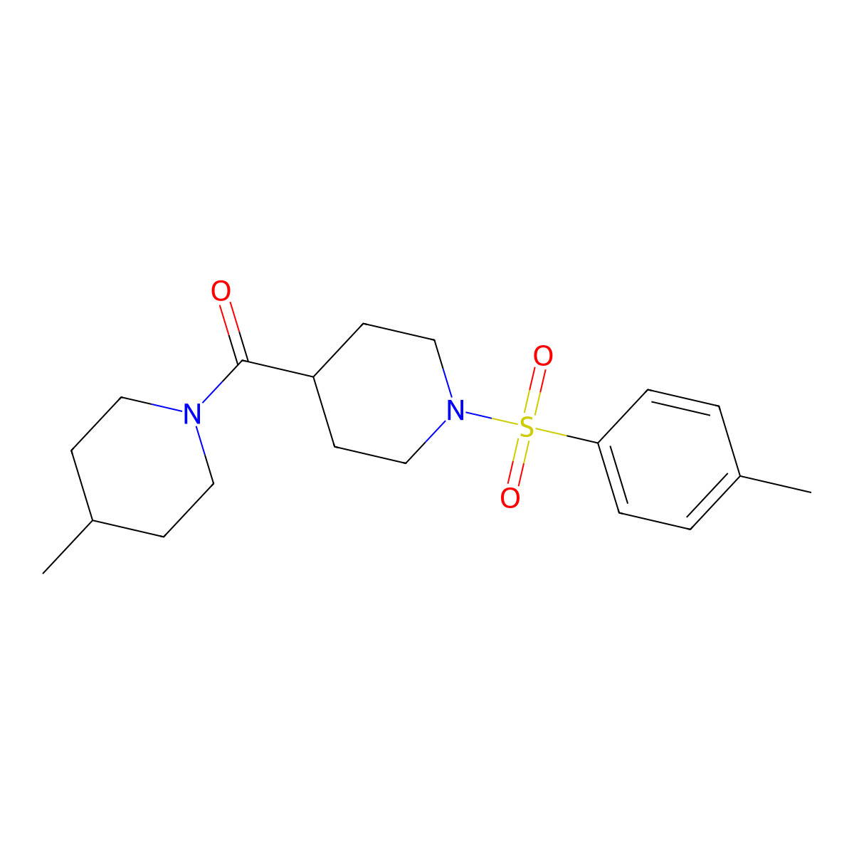 (4-Methylpiperidin-1-yl)(1-tosylpiperidin-4-yl)methanone molecular structure, CAS 378193-28-3