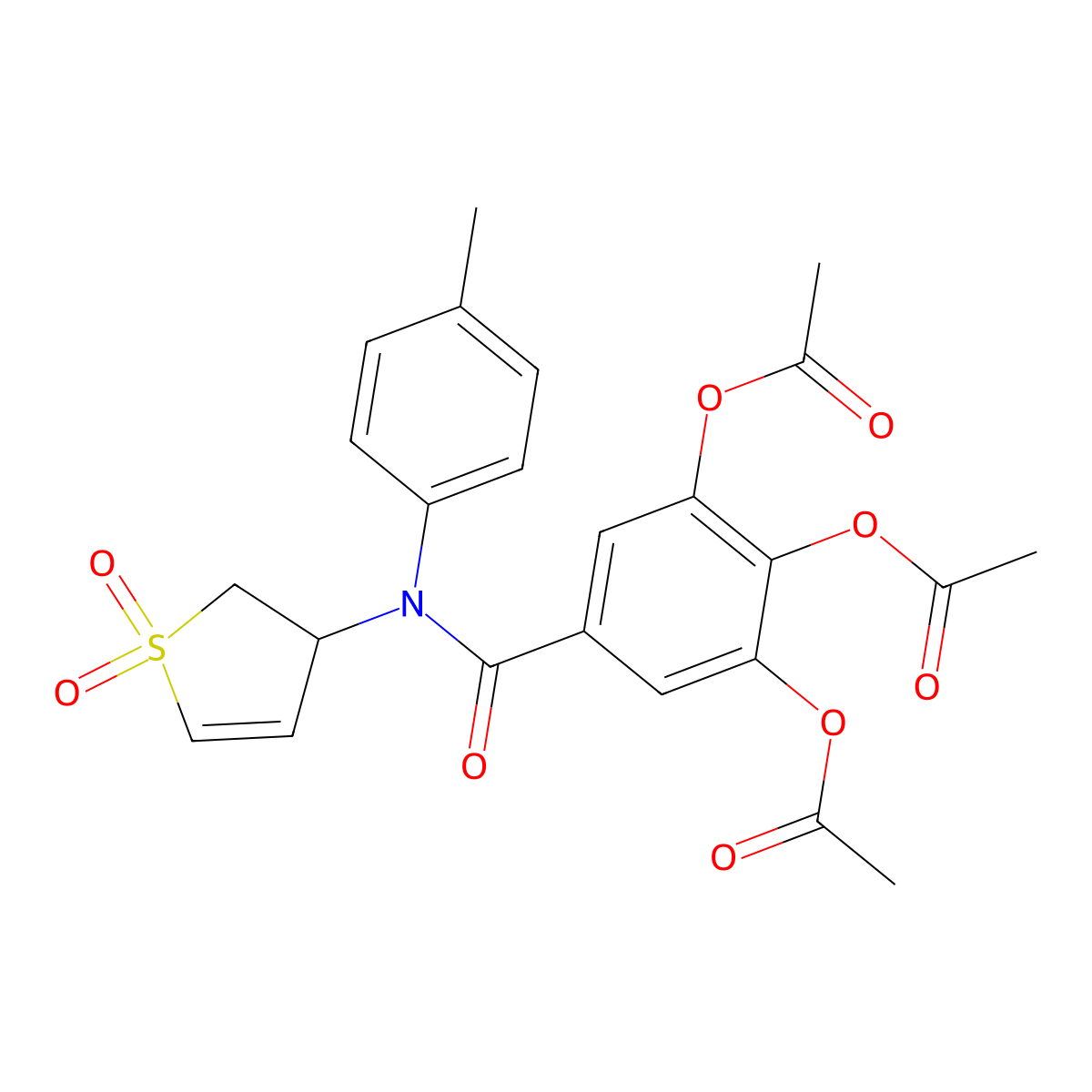 [2,3-Diacetyloxy-5-[(1,1-dioxo-2,3-dihydrothiophen-3-yl)-(4-methylphenyl)carbamoyl]phenyl] acetate molecular structure, CAS 378193-81-8