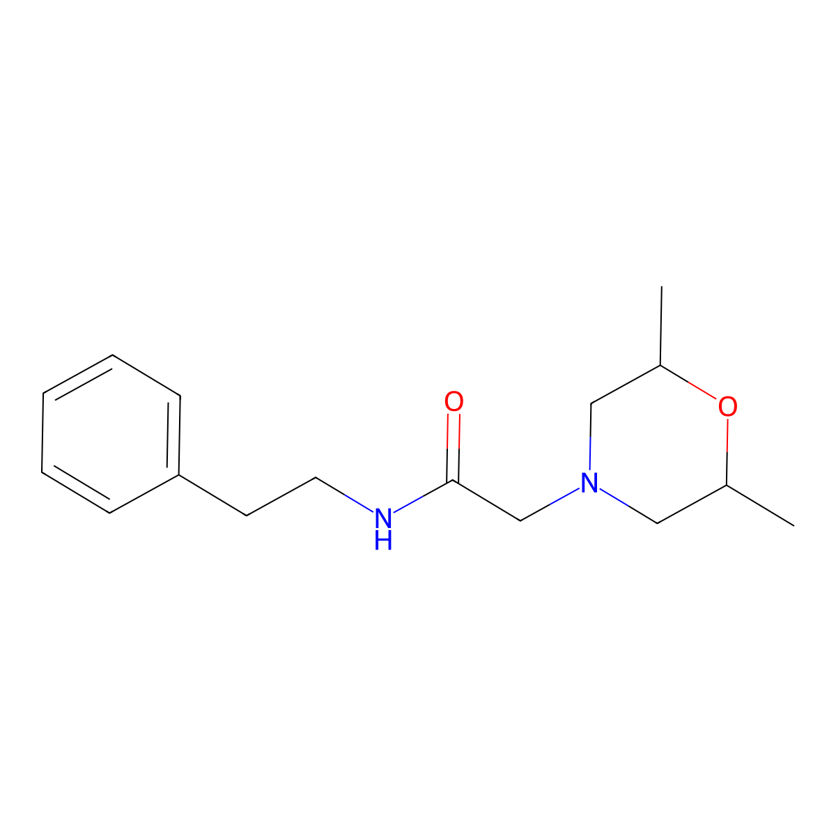 2-(2,6-dimethylmorpholin-4-yl)-N-(2-phenylethyl)acetamide molecular structure, CAS 378193-96-5