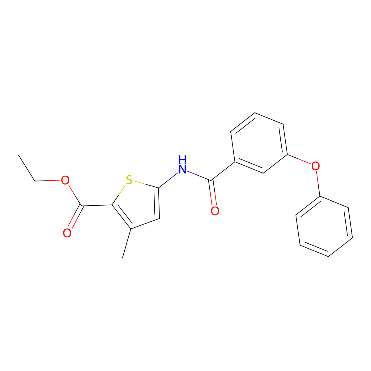 Ethyl 3-methyl-5-(3-phenoxybenzamido)thiophene-2-carboxylate molecular structure, CAS 378194-26-4