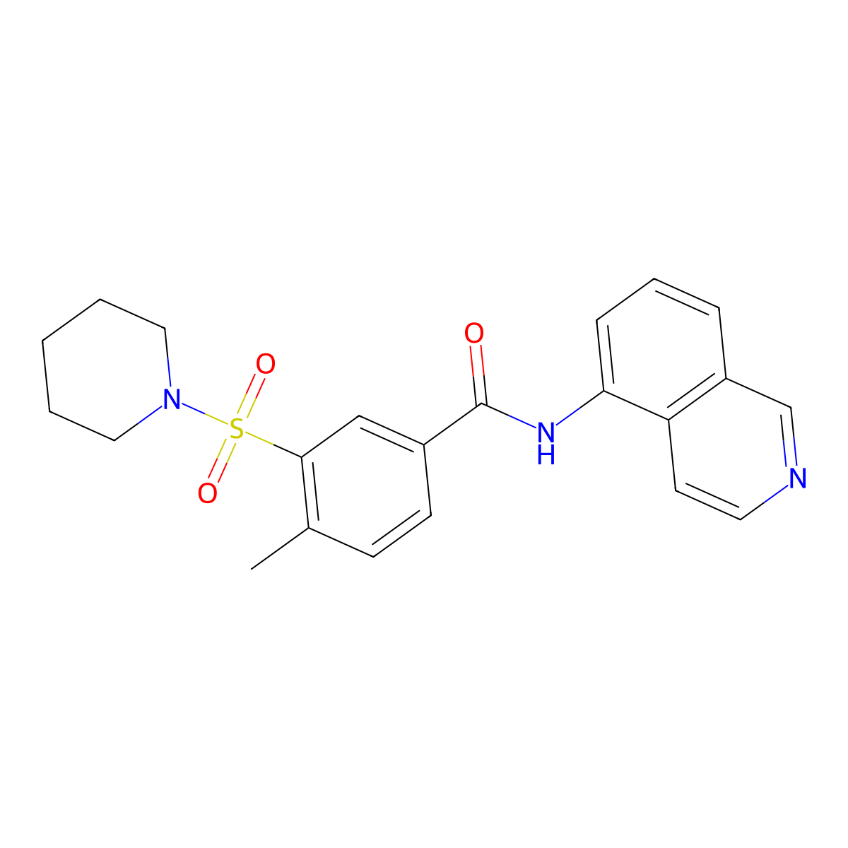 N-(isoquinolin-5-yl)-4-methyl-3-(piperidin-1-ylsulfonyl)benzamide molecular structure, CAS 378195-49-4