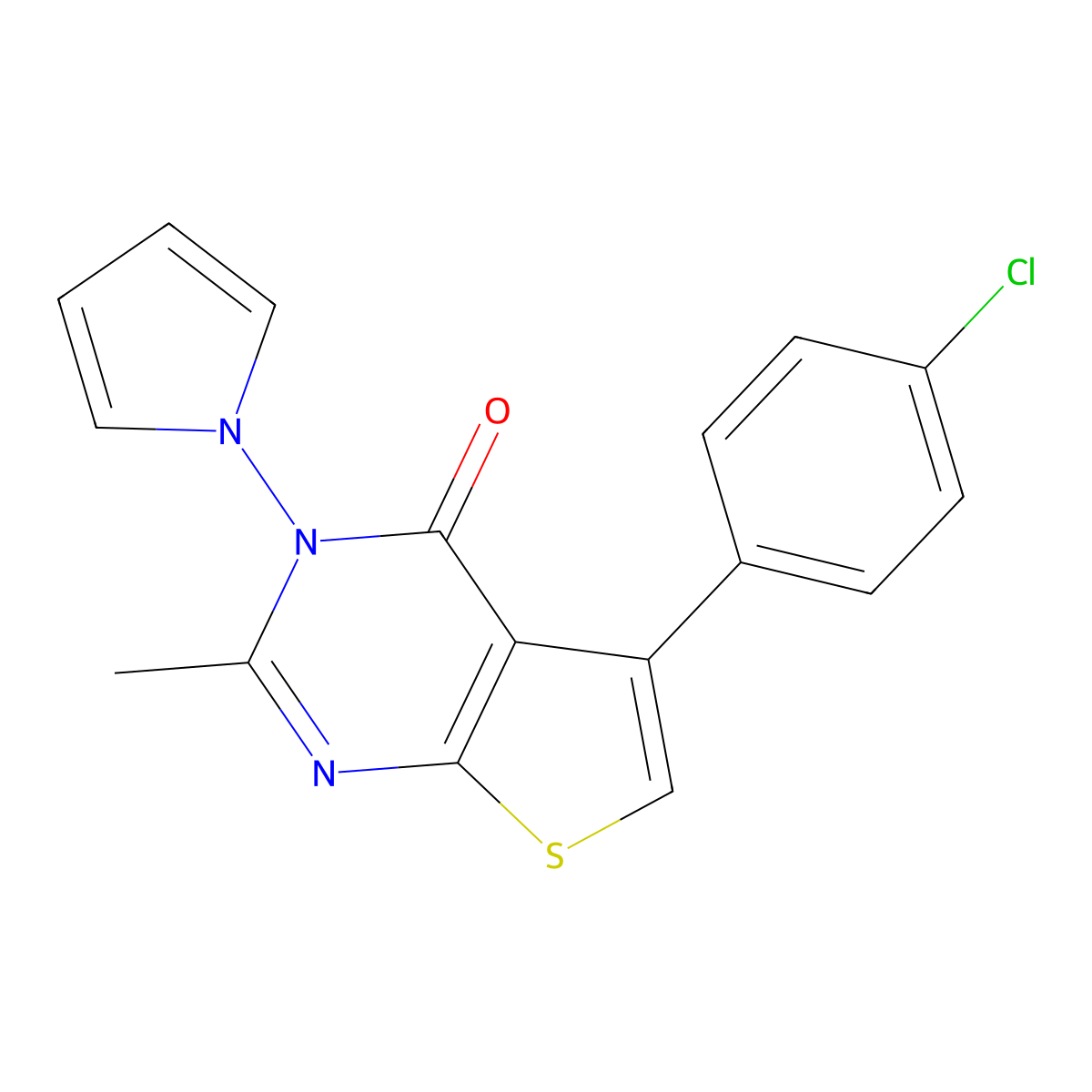 5-(4-chlorophenyl)-2-methyl-3-(1H-pyrrol-1-yl)thieno[2,3-d]pyrimidin-4(3H)-one molecular structure, CAS 378196-35-1