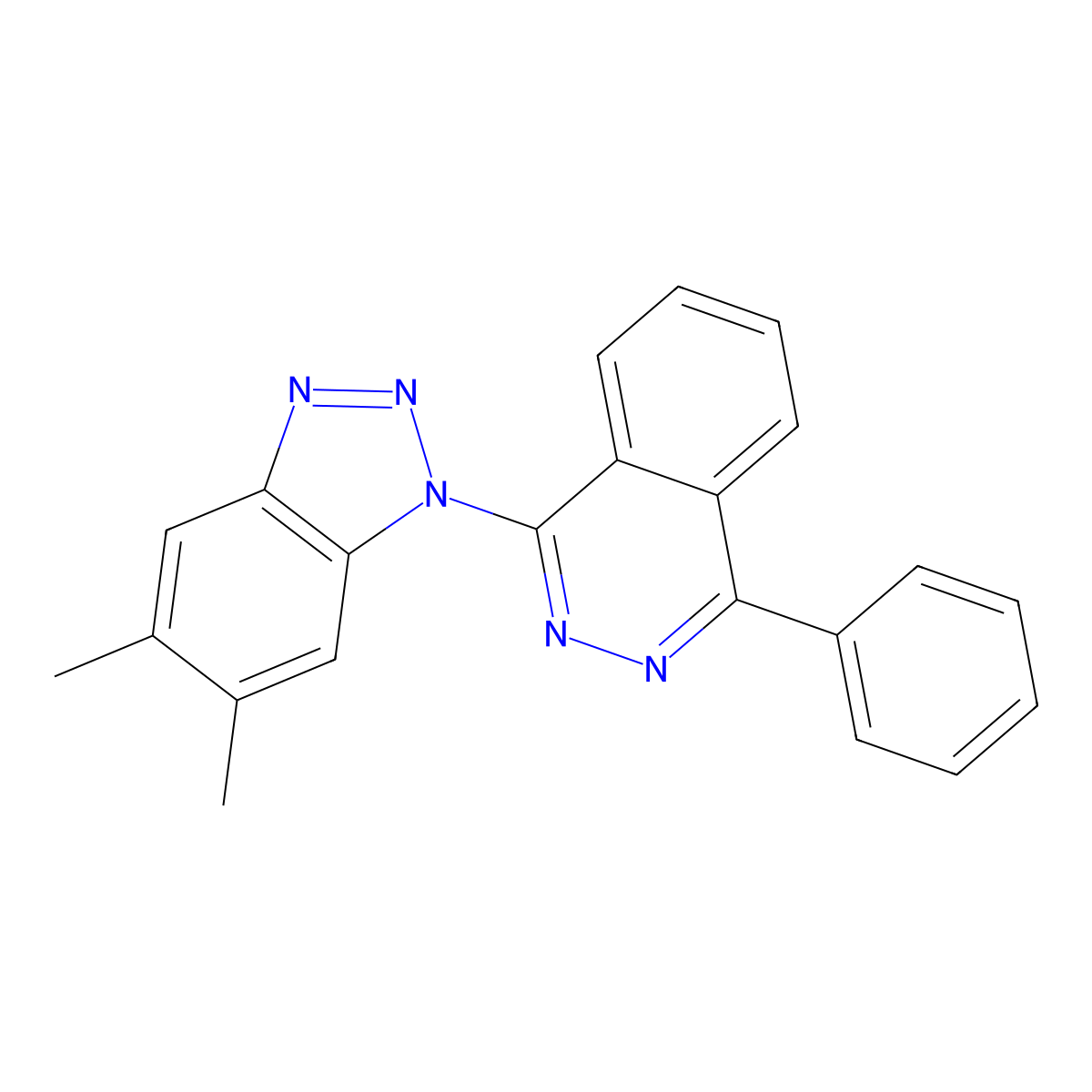 1-(5,6-dimethyl-1H-1,2,3-benzotriazol-1-yl)-4-phenylphthalazine molecular structure, CAS 378196-61-3
