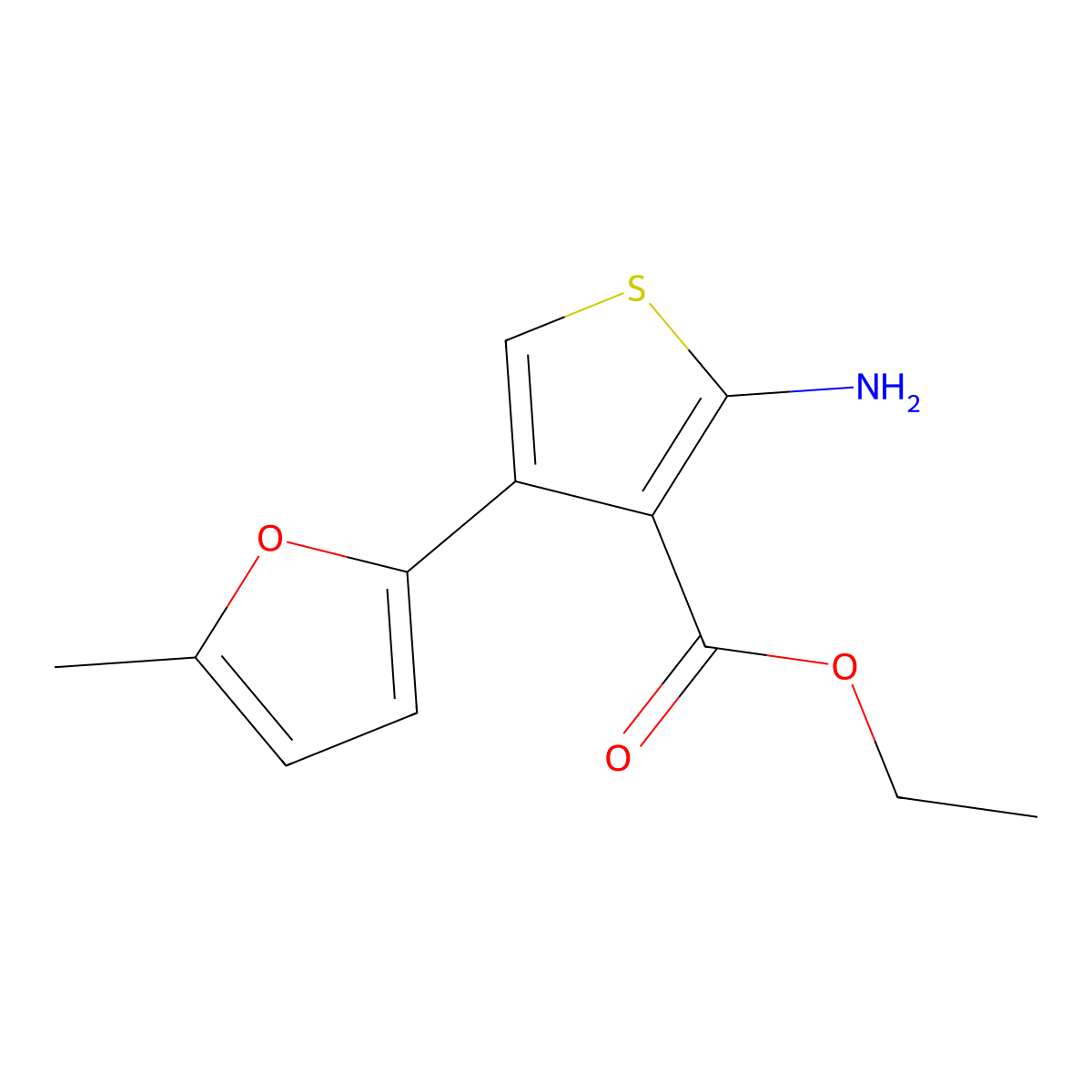Ethyl 2-amino-4-(5-methylfuran-2-yl)thiophene-3-carboxylate molecular structure, CAS 378196-87-3