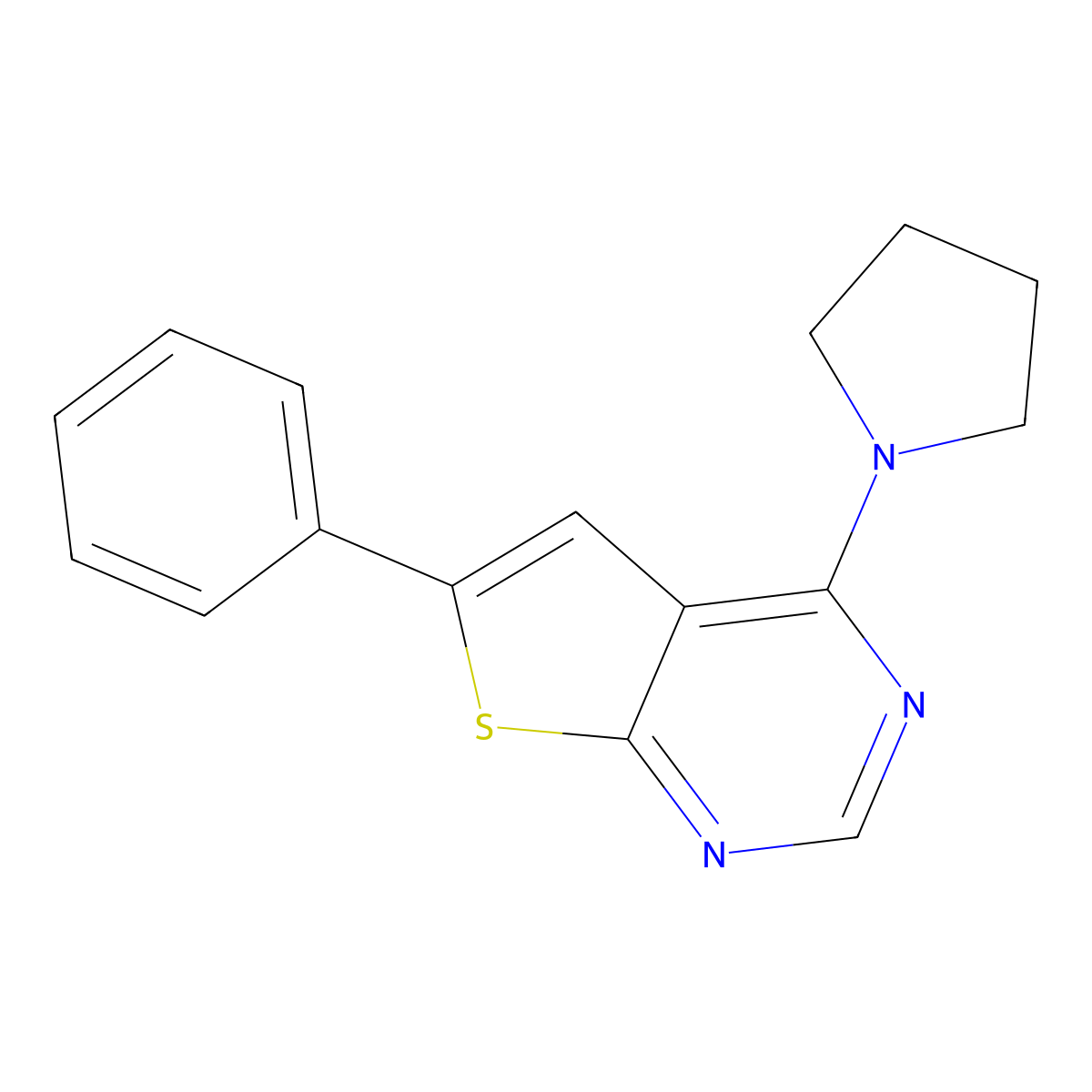 6-Phenyl-4-(1-pyrrolidinyl)thieno[2,3-d]pyrimidine molecular structure, CAS 378196-88-4