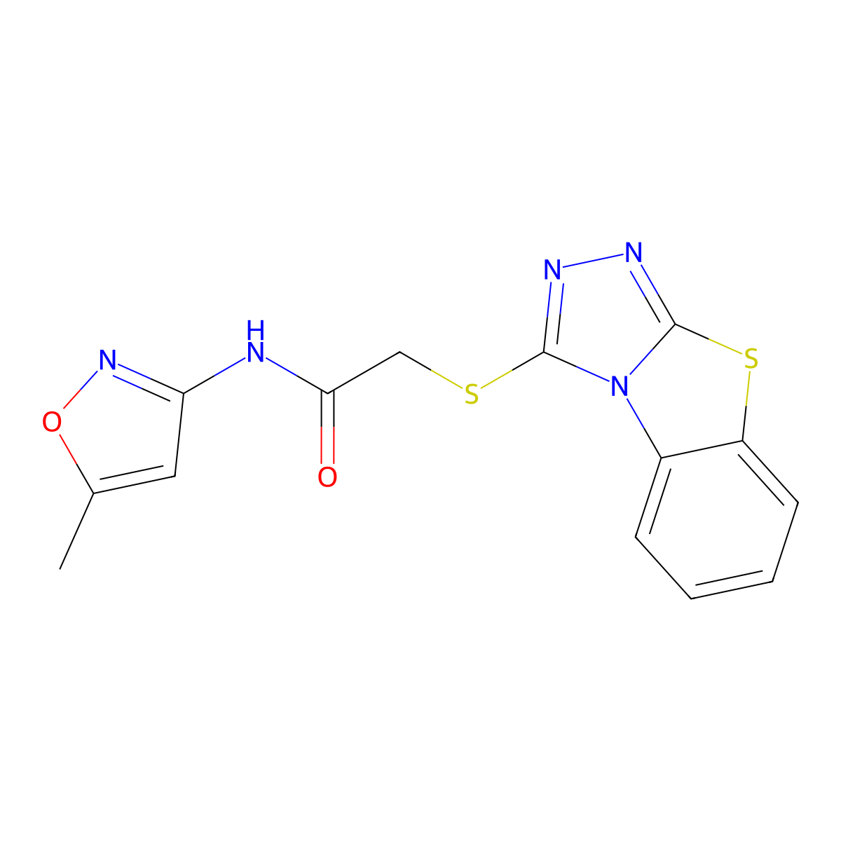 N-(5-methyl-1,2-oxazol-3-yl)-2-{7-thia-2,4,5-triazatricyclo[6.4.0.0^{2,6}]dodeca-1(8),3,5,9,11-pentaen-3-ylsulfanyl}acetamide molecular structure, CAS 378196-89-5